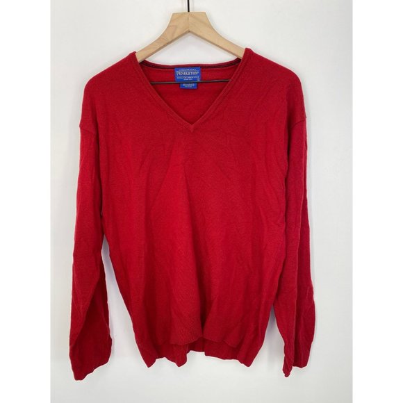 Pendleton V Neck Long Sleeve Solid Sweater Red S - Picture 1 of 5